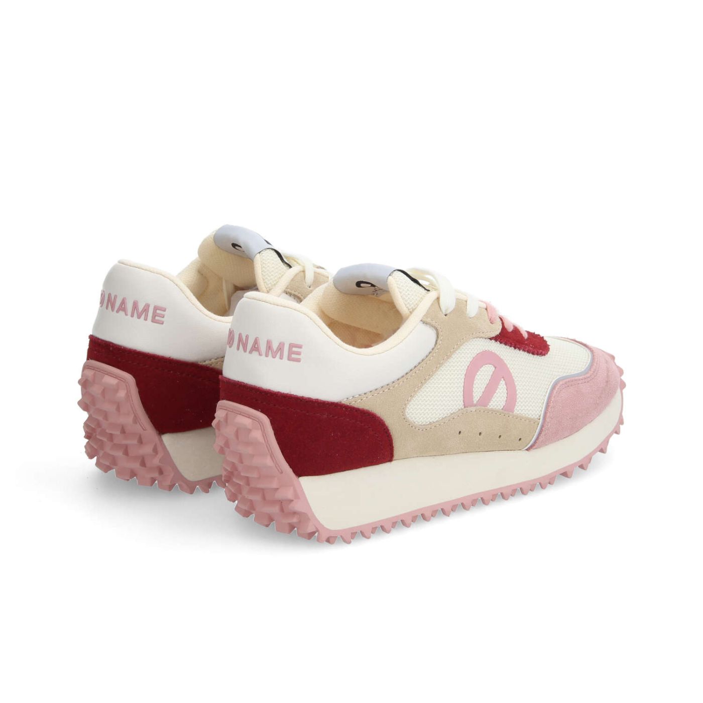 PUNKY JOGGER W - KNIT/SUEDE/SUED - BIANCO SPORCO/ROSA/ROSSO
